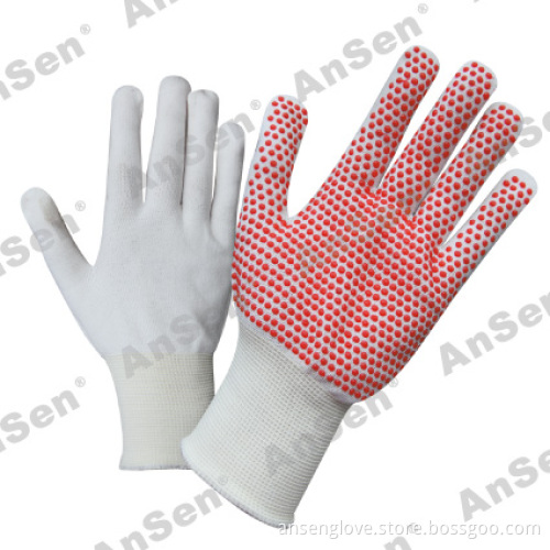 Nylon Kintted PVC Dotted Glove (AS1082-RED)